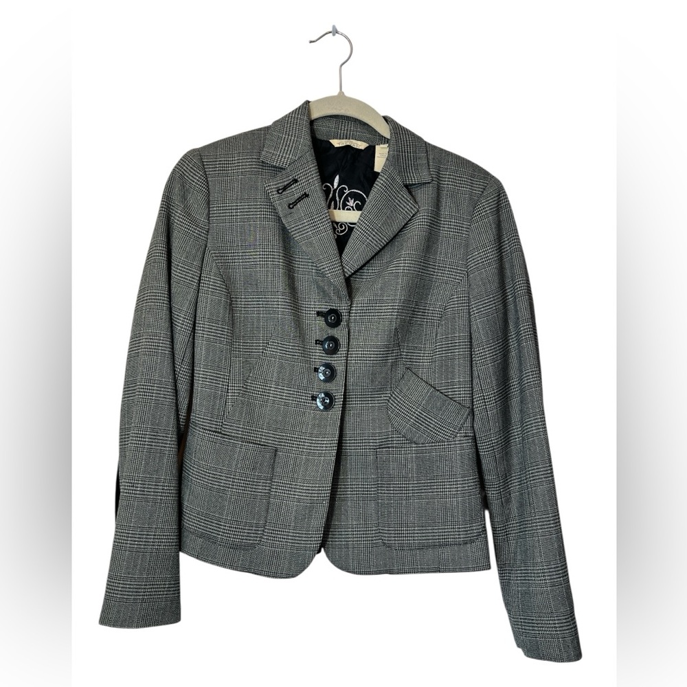 Trevan Women's Houndstooth Plaid 4 Button with Pockets Blazer Size 4 Corpcore